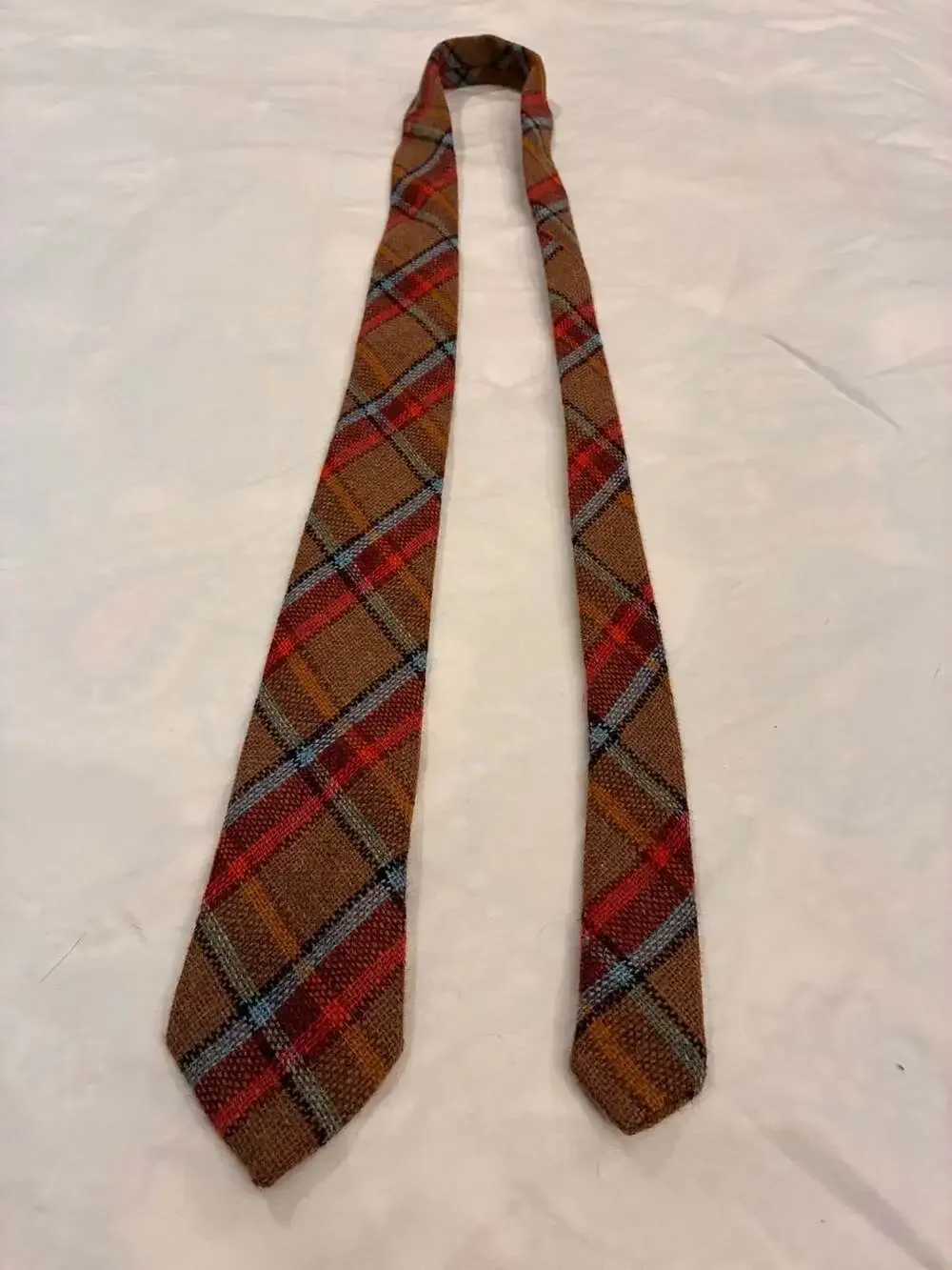 Woven in Scotland 100% Pure New Wool Brown Tartan Plaid Neck Tie